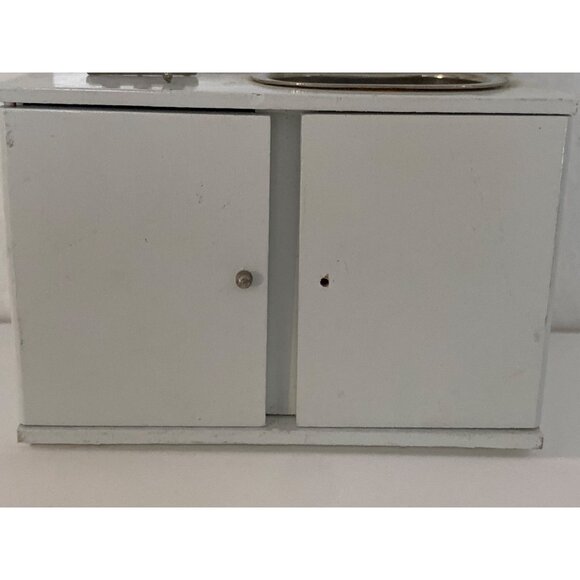 Doll House Miniature White Silver Wood Kitchen Oven Sink Refrigerator 3Pc VTG - Picture 15 of 16